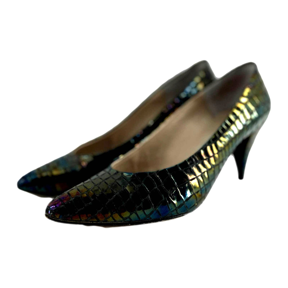 Vaneli Vintage Crocodile Point Toe Cone Heel European Style Pump 8.5 Narrow